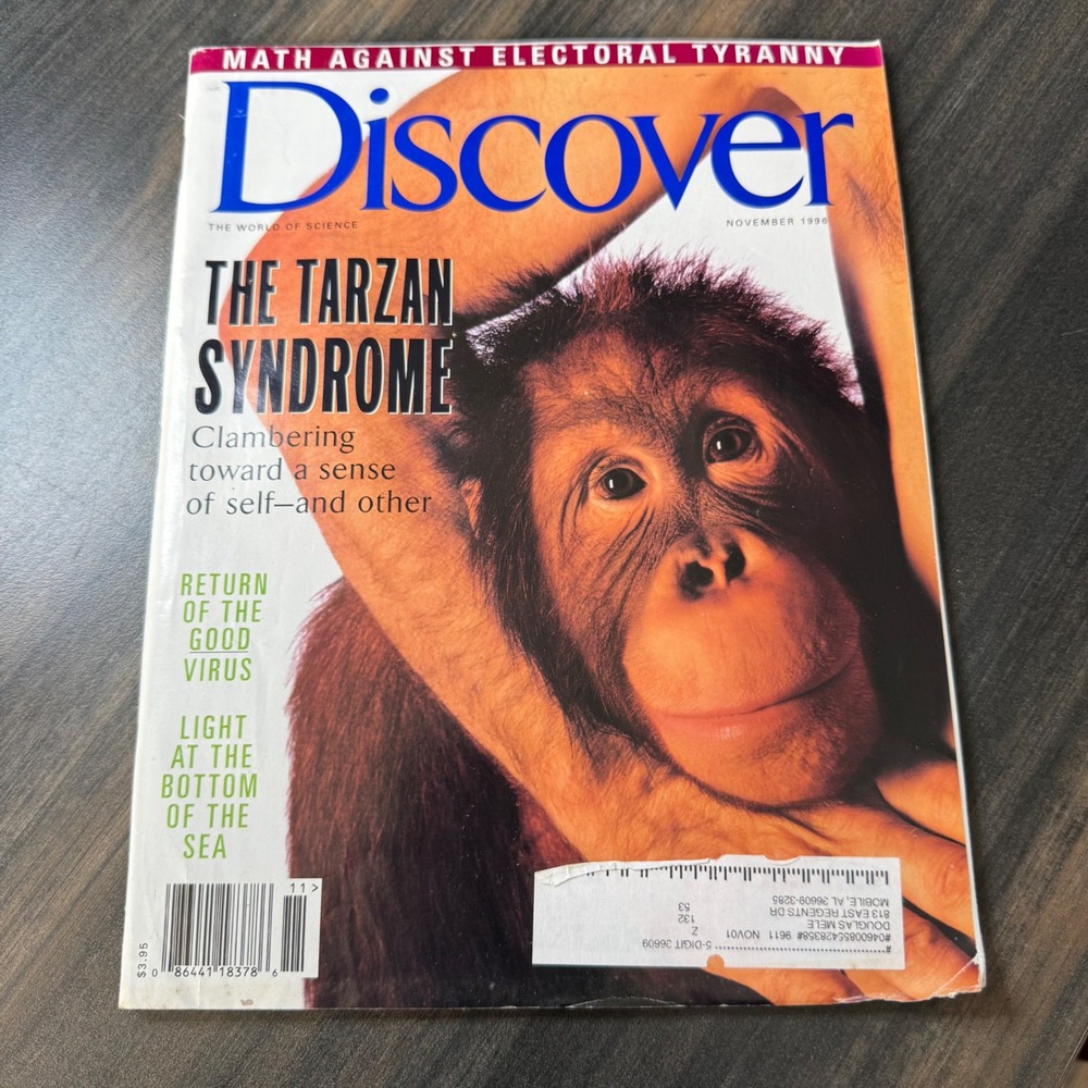 Discover Magazine November 1996 The Tarzan‎ Syndrome Orangutan Cover Science
